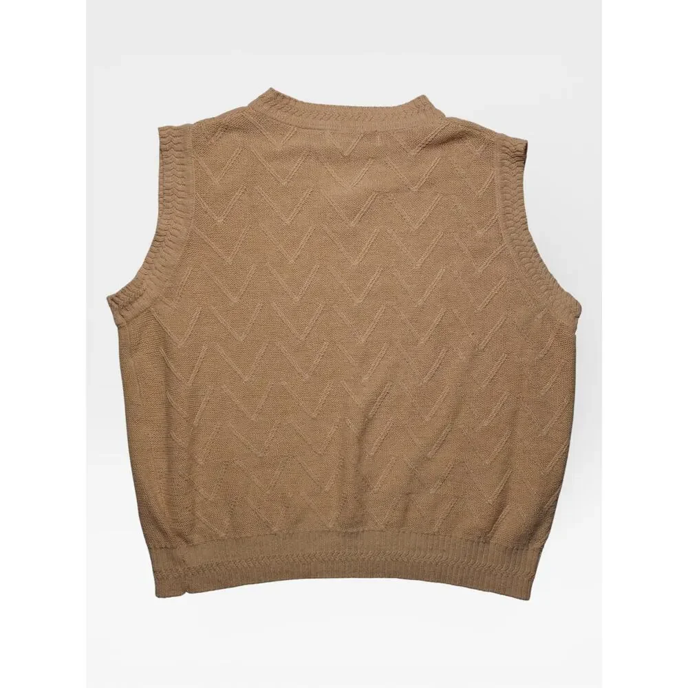 American‎ Paradise Linen Cotton Knit Sweater Vest V-Neck Large Preppy